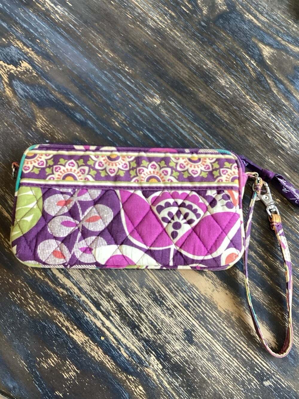 Vera Bradley Plum Crazy Zip Top Wristlet